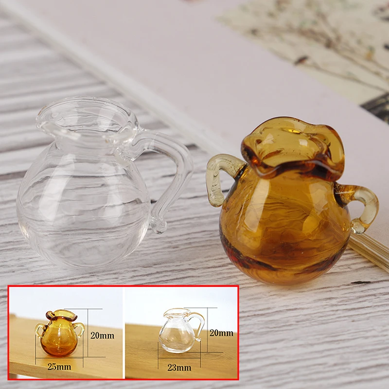 

1/12 Dollhouse Mini Glass Fruit Juice Pot Simulation Kettle Model Toys for Doll House Decor
