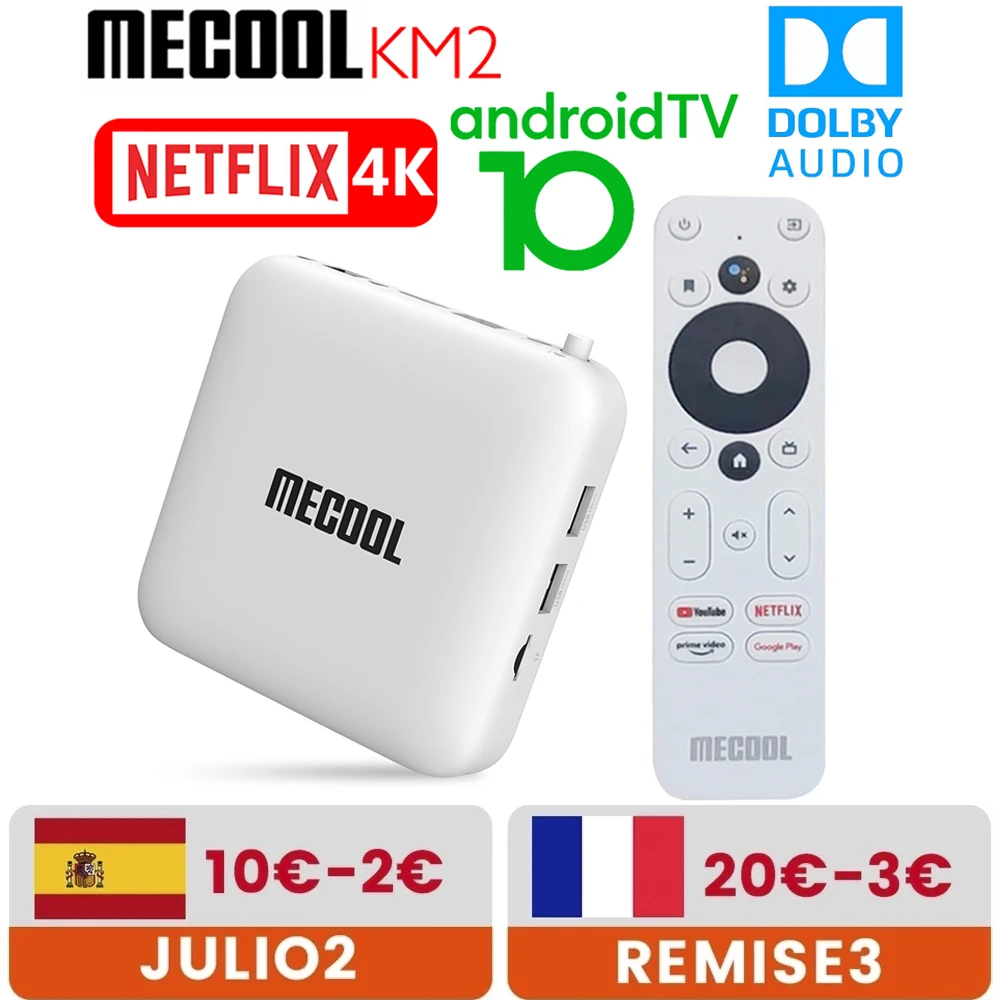 ТВ приставка Netflix 4K Android 10 Mecool KM2 Amlogic S905X2 2 Гб DDR4 USB 2021 Ethernet Wi Fi первоклассное видео HDR