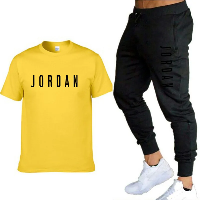 

Summer new fashion trend men's suit personalized fashion printing sports short-sleeved T-shirt + sports casual trousers suit