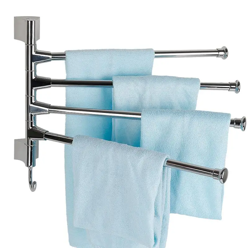 

Stainless Steel Bathroom Swivel Towel Bar Towel Rack With Hook Space Saving Wall Mount Towel Rail Bathroom Accessories HWC