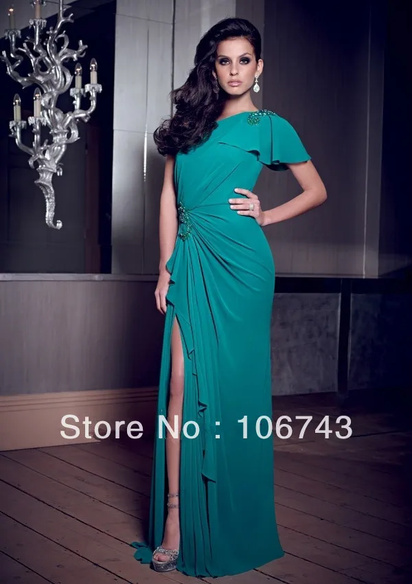 

free shipping 2018 design vestido de festa sexy Formal green long slit one shoulder Elegant party prom gown bridesmaid dresses