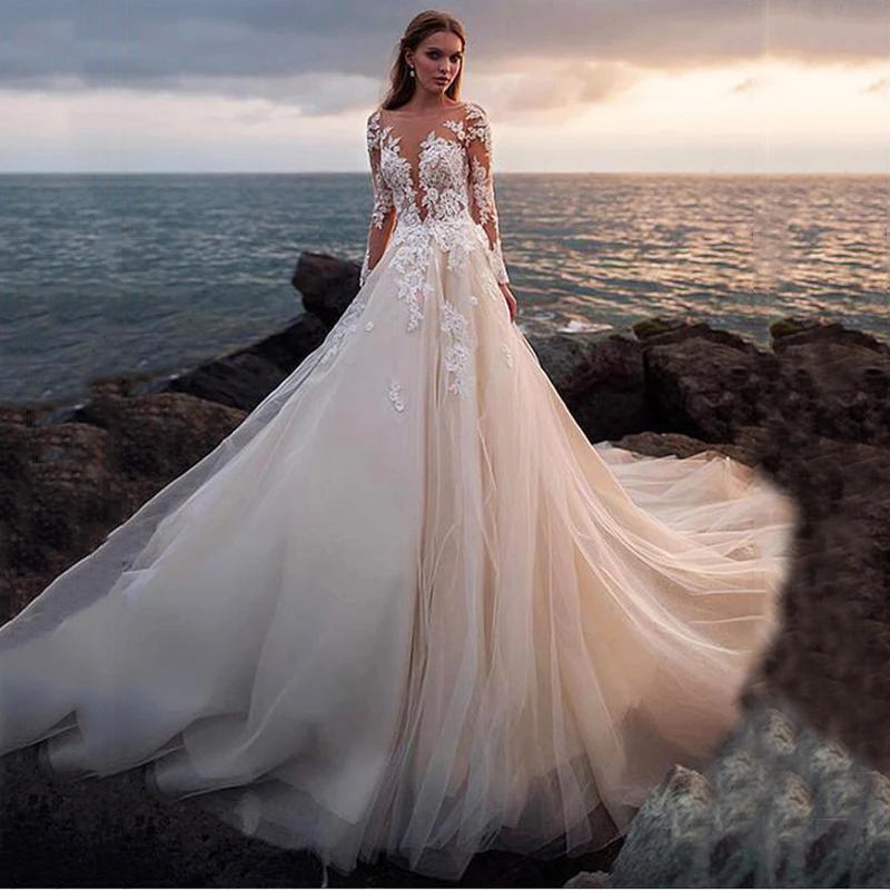 

YILIBER New Simple Wedding Dress Backless Sleeveless Design Chiffon Lace Bride Dresses Princess Dress Plus Size Tailor-made