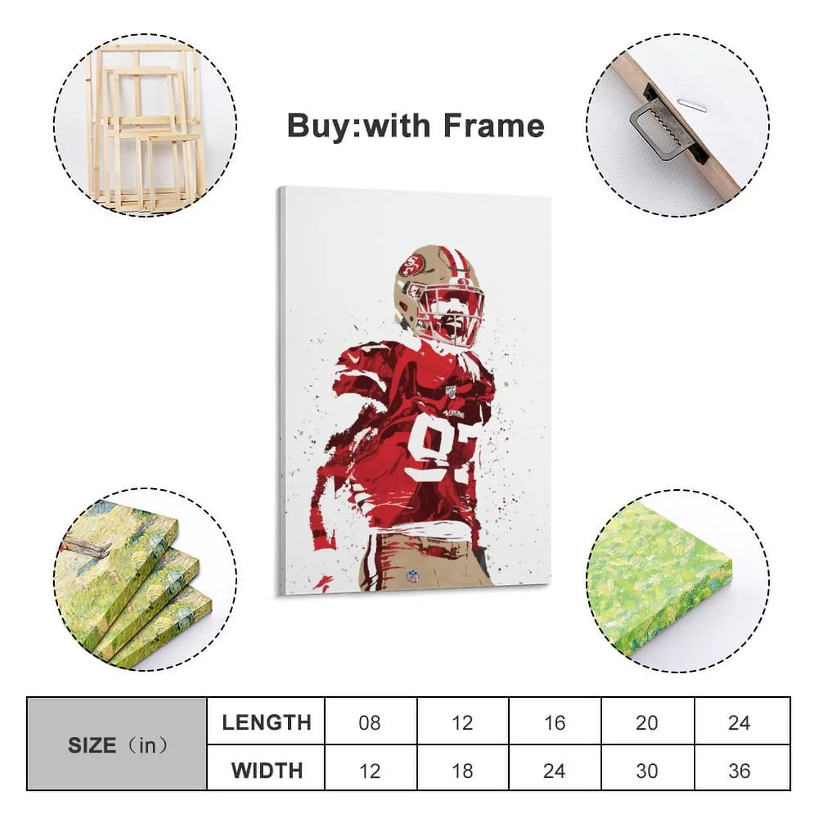 

Decor 97 Nick Bosa Print Painting Canvas Hang A Picture for Living Room Wall Room Posters With Frame Modern Home