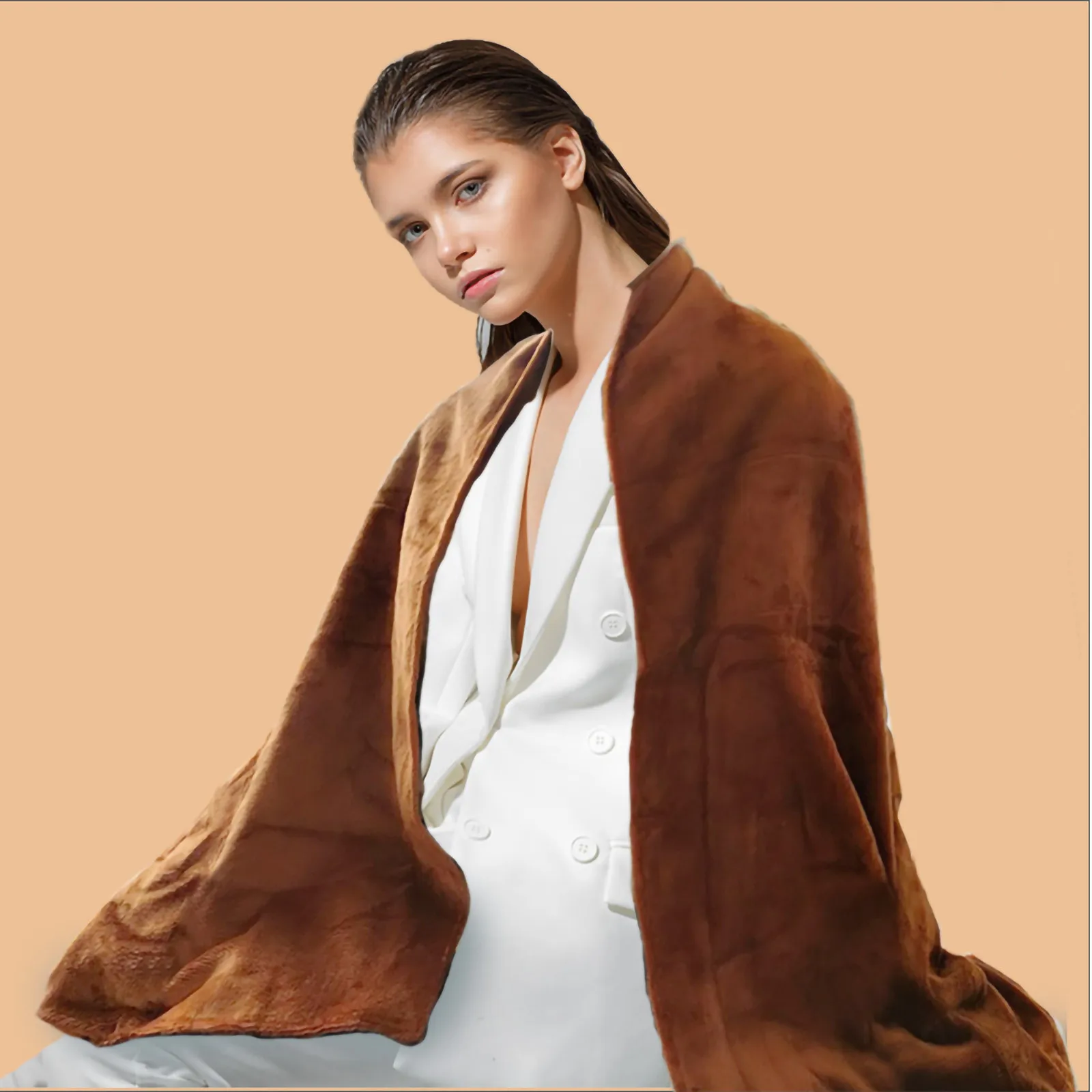 

Women's Scarves Coral Fleece Warmth Is Heated By USB Power Port Washable Electric Shawl Shoulder Neck Heating Shawl Home Office