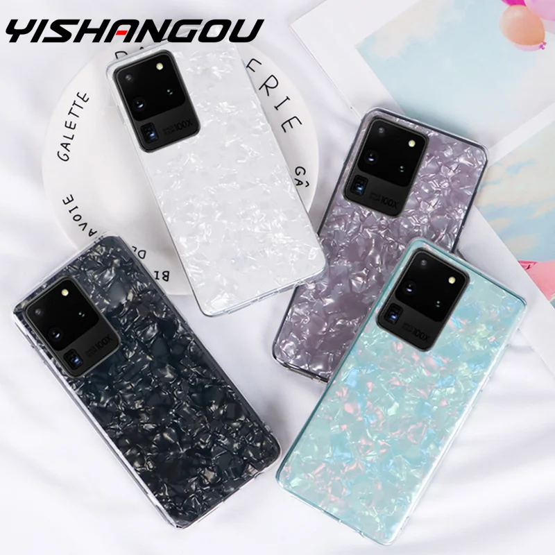 YISHANGOU раковины мраморный чехол для телефона Samsung S20 Note 20 S21 Ultra S10 Plus S9 S10E iPhone 12