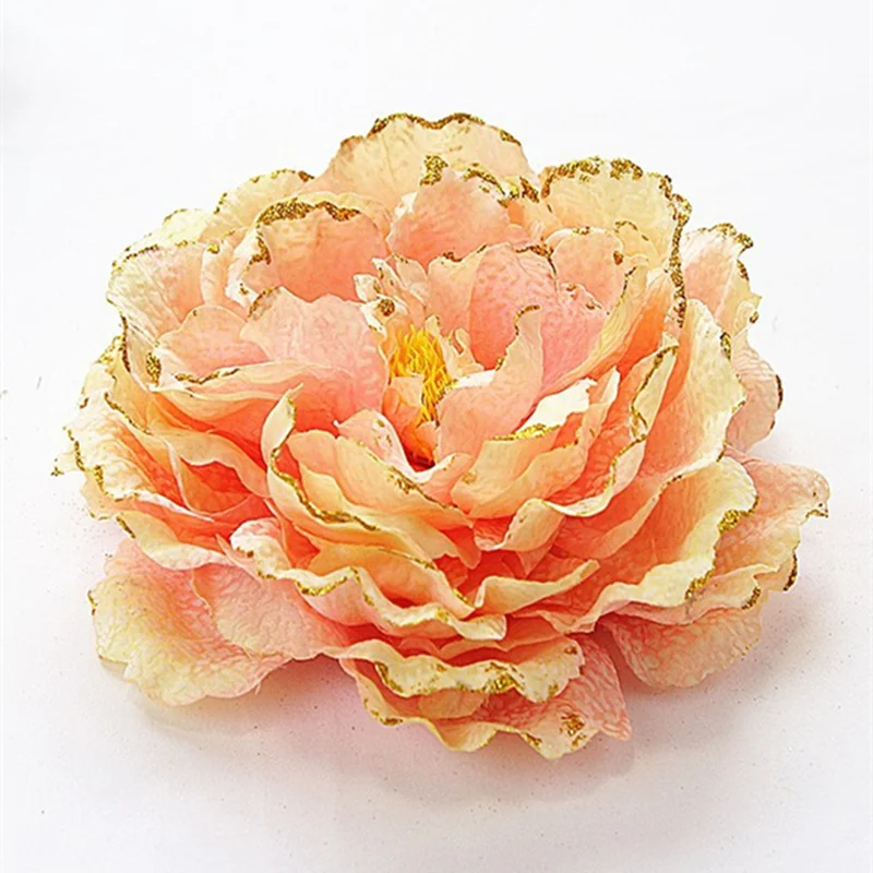 7 шт./лот большие золотые Цветочные головки пионов шелковые искусственные цветы