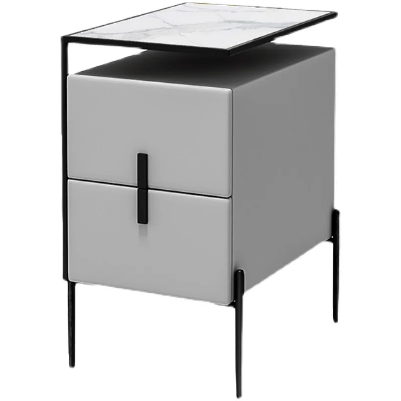 

Smart Bedside Table Light Luxury Solid Wood Bedroom Multi-Functional Wireless Charging Modern Minimalist