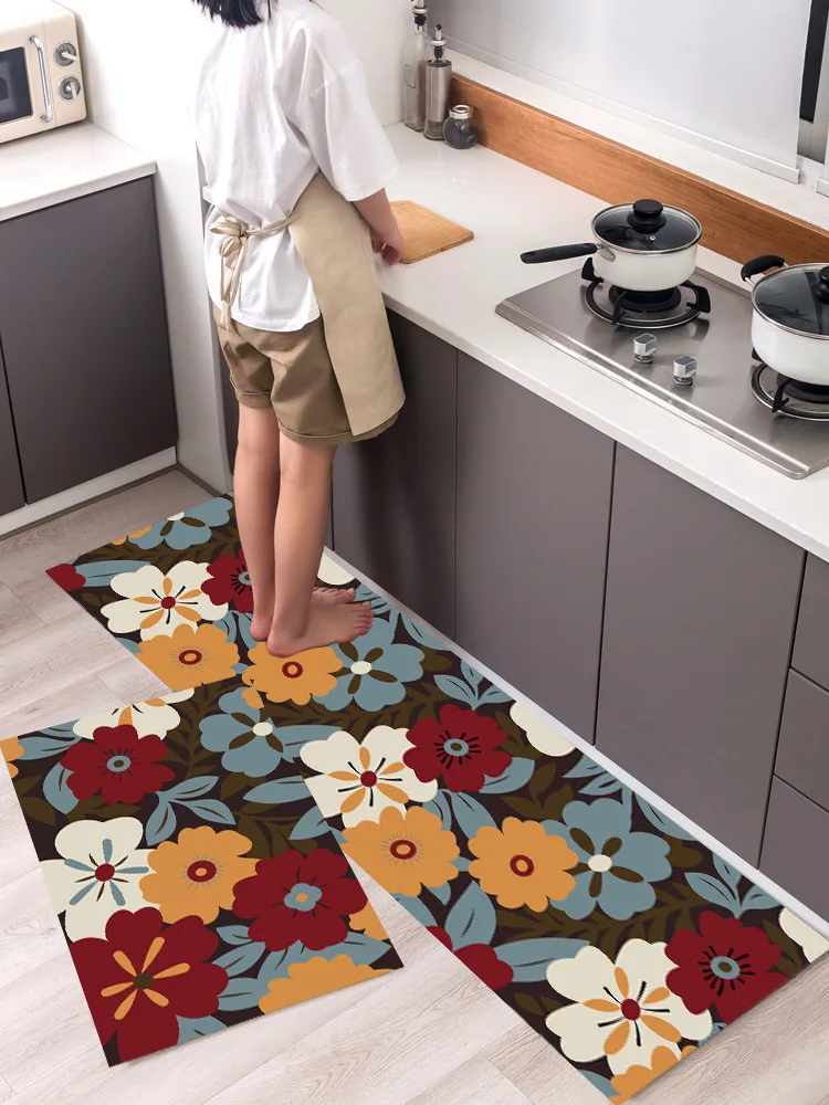 

Fashionable Simple Nordic StyleWaterproof Kitchen Floor Mat Household Carpet Long Strip Door Mat Modern Home Decor