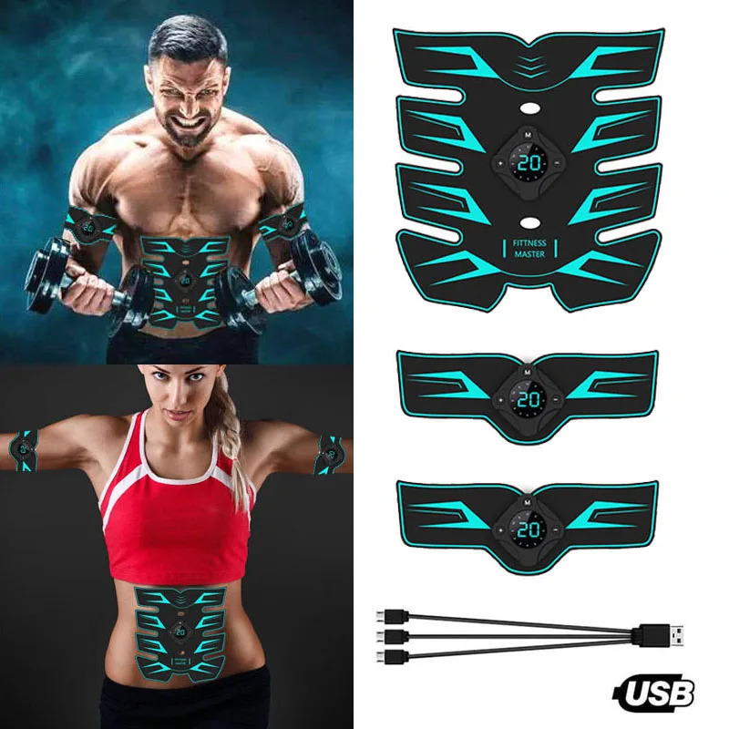 

Gym Stimulator Muscle Toner EMS Press Trainer Abdomen Electrostimulation USB Charged Fitness Home Workout Muscle Toning Belt
