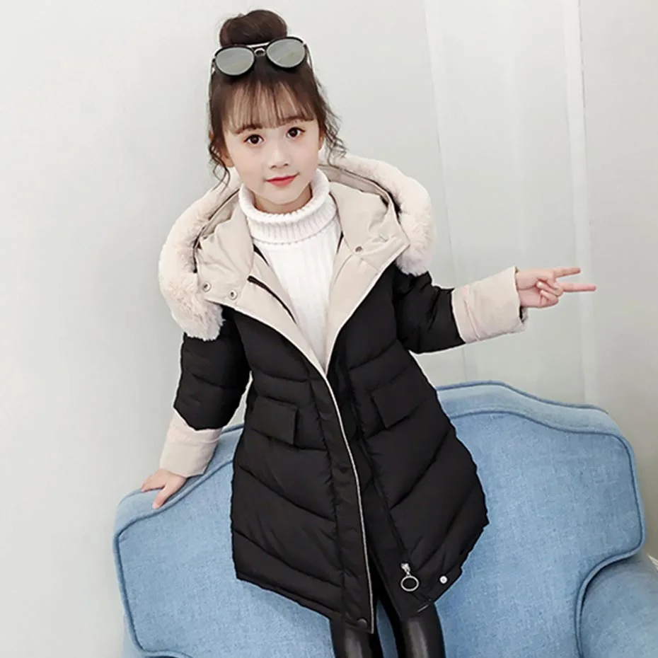 Пальто для девочек длинное плотное пуховое пальто пуховая куртка с вышитыми