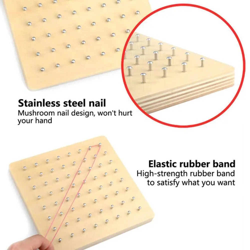 

Rubber Toe Nail Geoboard With Cards Math Learning Education Kids Toy Use Rubber Band To Make Different Shape Nail Board