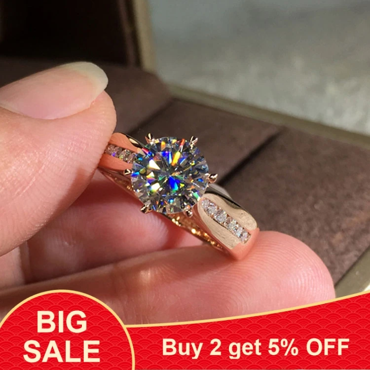 Роскошное женское кольцо с кристаллами солитер милый серебряный розовый золотой