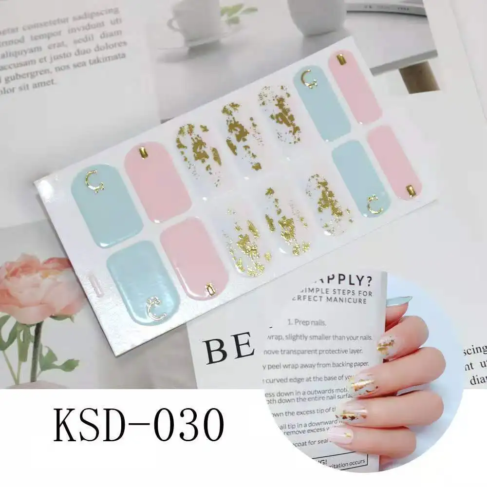 

2021The new 14 pcs Nail Sticker Decals False Nail Tips Water Proof Design Manicure Tips Decoration Gel Painting Decals Stickers