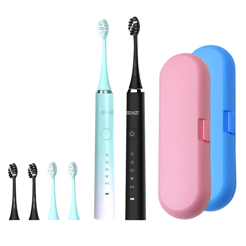 

Seago Electric Sonic Toothbrush 5 Modes USB Rechargeable Tooth Brushes Soft Bristles Waterproof for Adlut Oral Healthy Gum Care