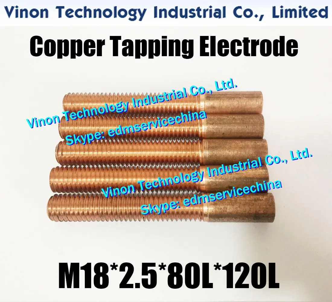 

(5PCS Pack) M18*2.5*80L*120Lmm edm Copper Thread Electrode with hole (Thread length=80 Total=120mm),EDM Orbital Tapper Electrode