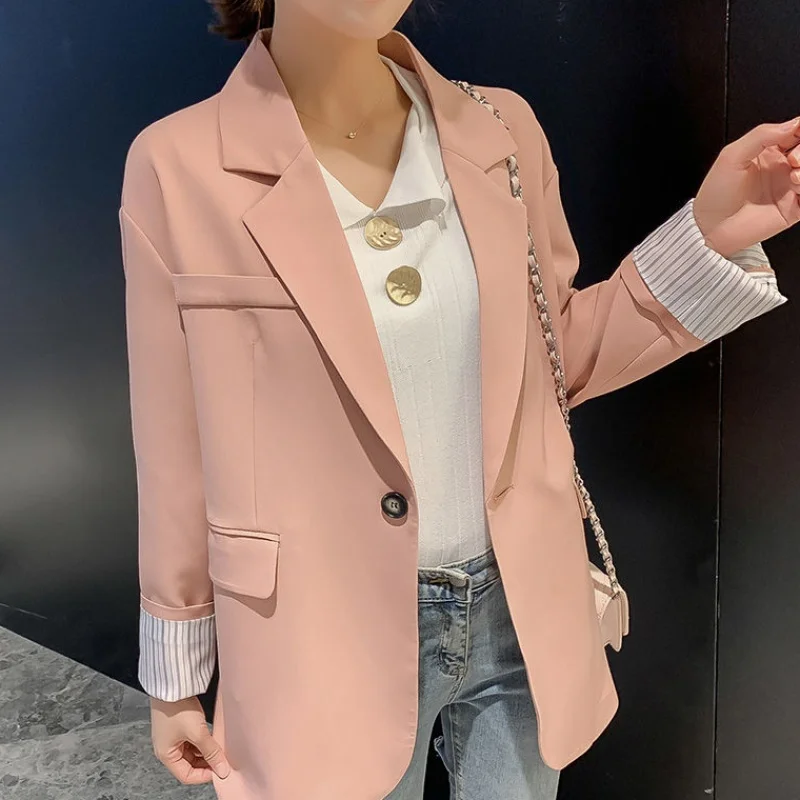 

Autumn Spring Casual Woman Jackets loose oversize mujer blazer for women plus size xl female Cotton Coat Ladies Outerwear S0029