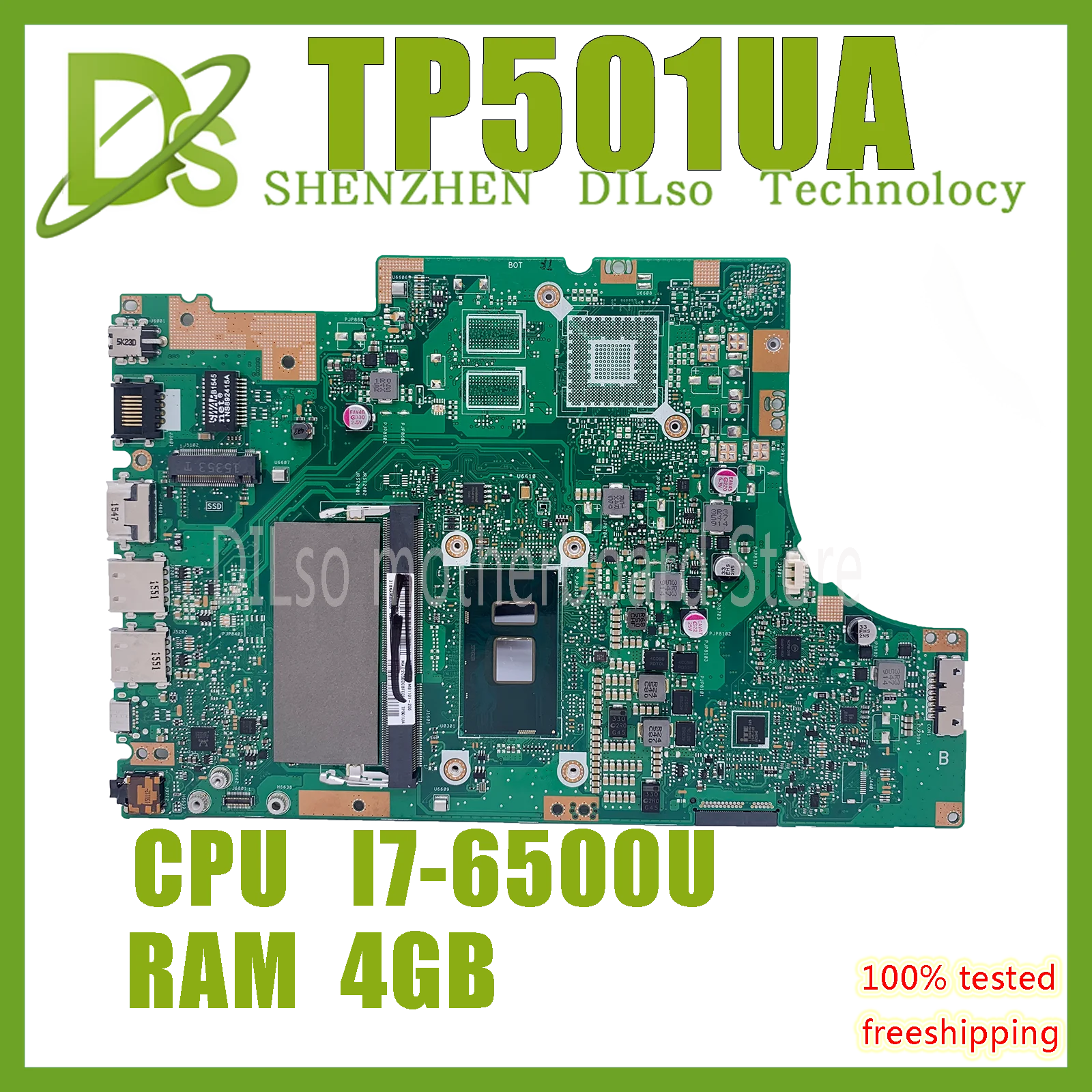 

KEFU TP501UA материнская плата для ASUS TP501UA TP501UB TP501UQ TP501U TP501 материнская плата для ноутбука I7-6500U 4 ГБ 100% тест работает хорошо
