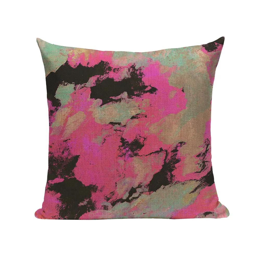 Льняная наволочка с абстрактным искусством акварельная волнами и полосками