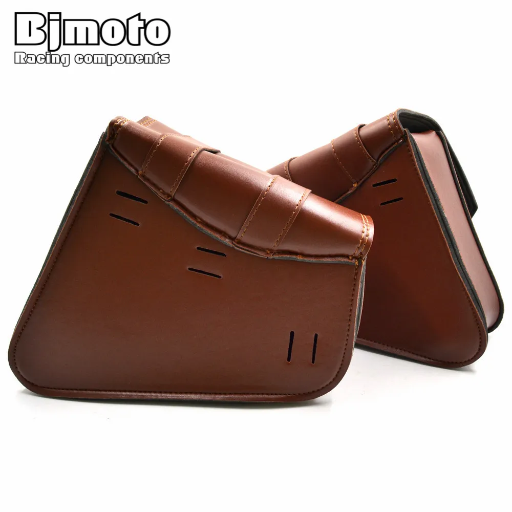 BJMOTO из искусственной кожи мотоцикл инструмент седло сумки универсальные боковые сумки багаж водонепроницаемый Чоппер поплавок круизер ATV