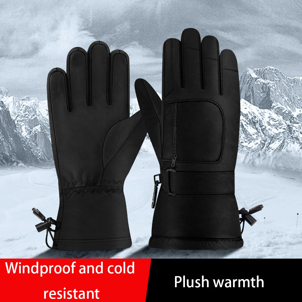 

Водонепроницаемые Нескользящие лыжные перчатки, ветрозащитные зимние уличные плотные теплые черные перчатки с закрытыми пальцами для пеш...