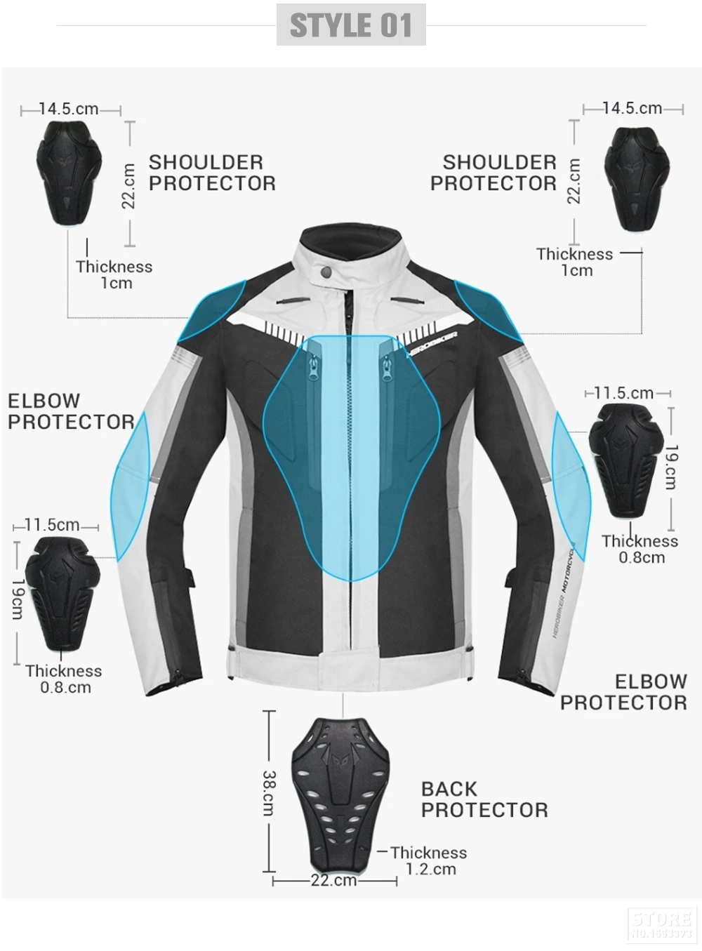 HEROBIKER мотоциклетный протектор EVA гоночная защита для мотокросса плечи локти назад 5 штук Защитное снаряжение для мотокросса