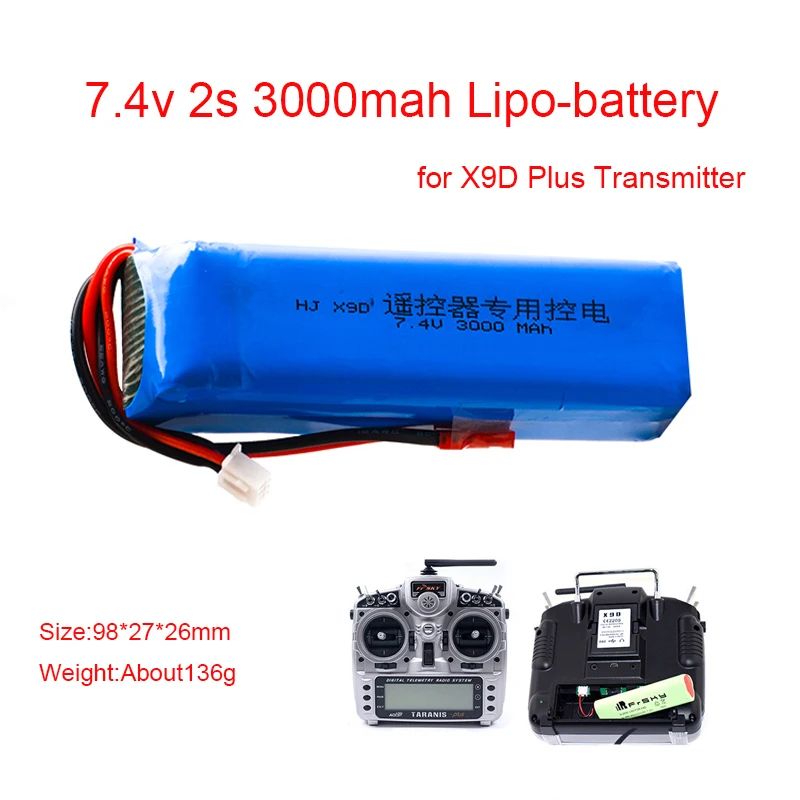 Upgrade 2S 3000mAh 7.4V Rechargeable Lipo Battery for Frsky Taranis X9D Plus Transmitter 2S Lipo Battery Charger Toy Accessories