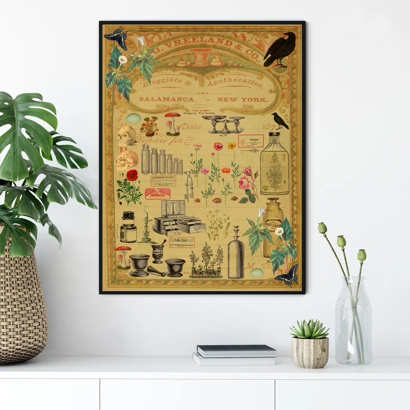 Винтажный постер аптеки в викторианском стиле Картина на холсте лекарства и яды