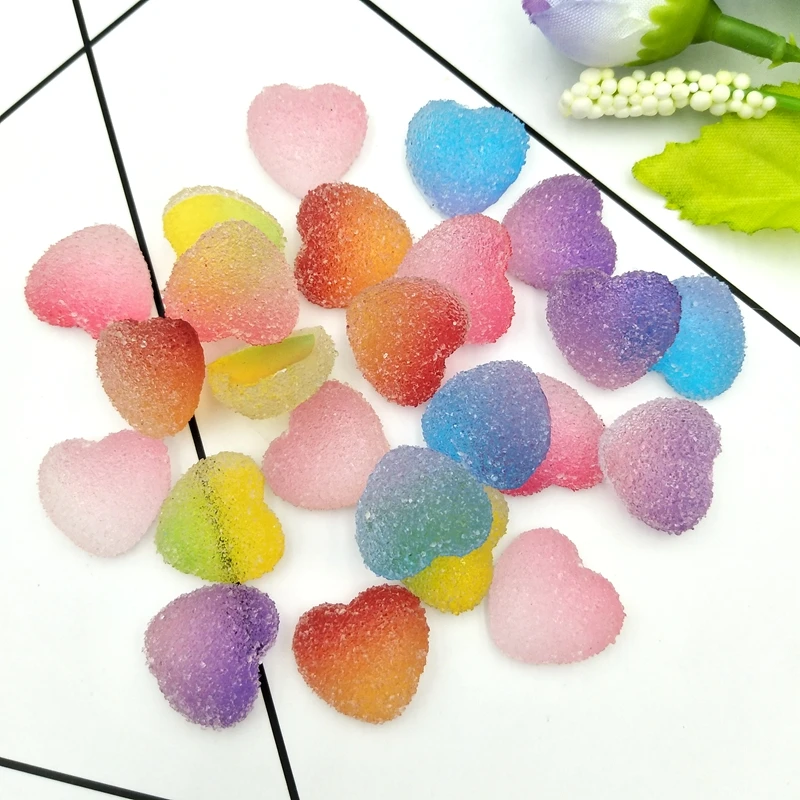 

20Pcs/lot Simulation Resin Soft heart-shaped candy Flat Back Resin Cabochon Fake Food DIY Embellishments Scrapbooking