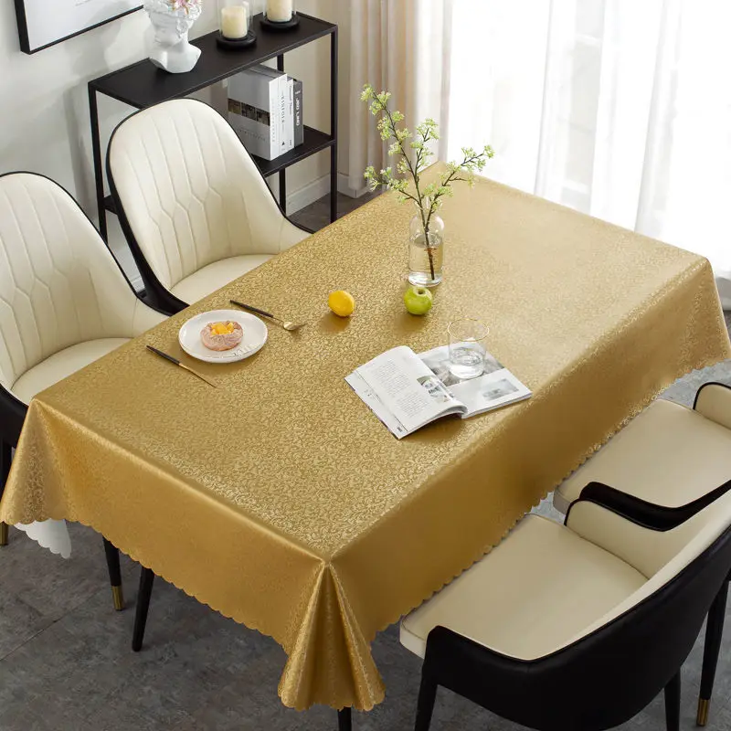 

Round table tablecloth waterproof, oil proof, scald proof and wash free hotel tablecloth round tea table cloth PU leather