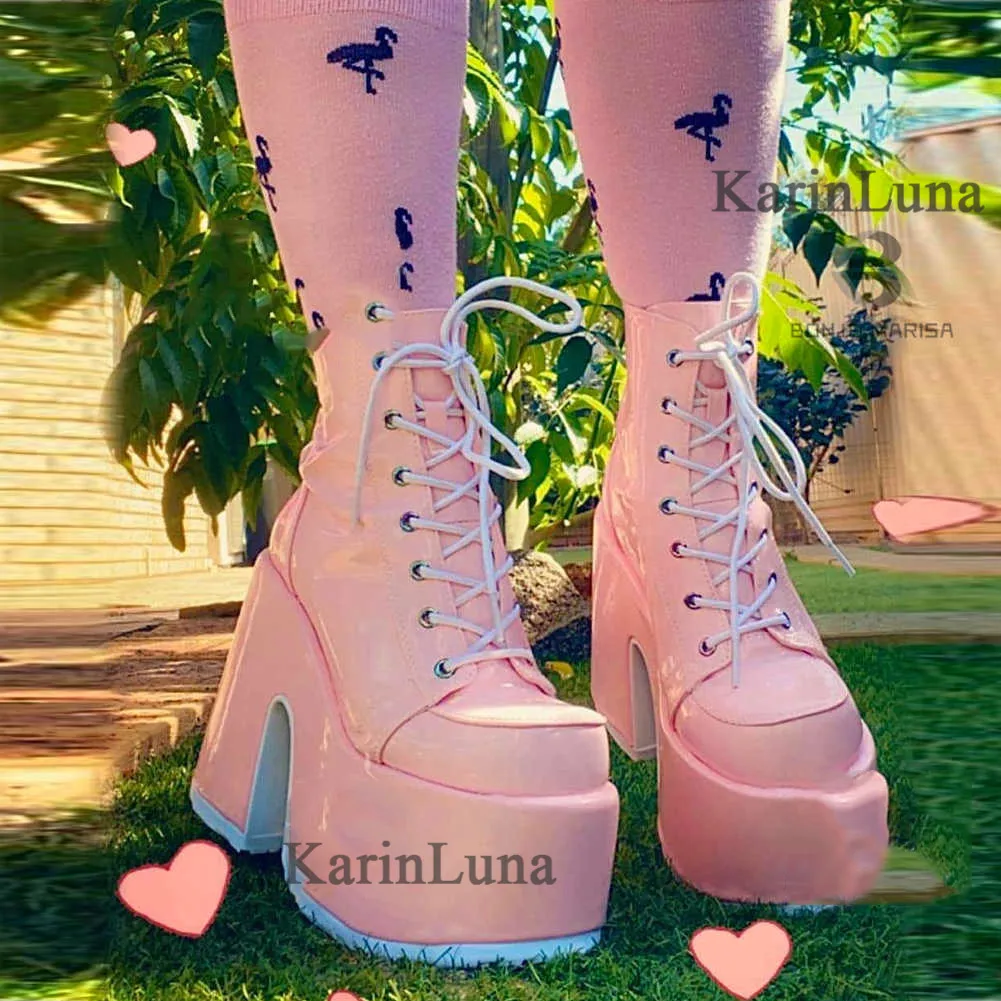 Brand Design Cool Block Great Quality Big Size 43 Gothic Style Platform Woman Boots Fashion Casual Cosy Shoes Ankle | Обувь