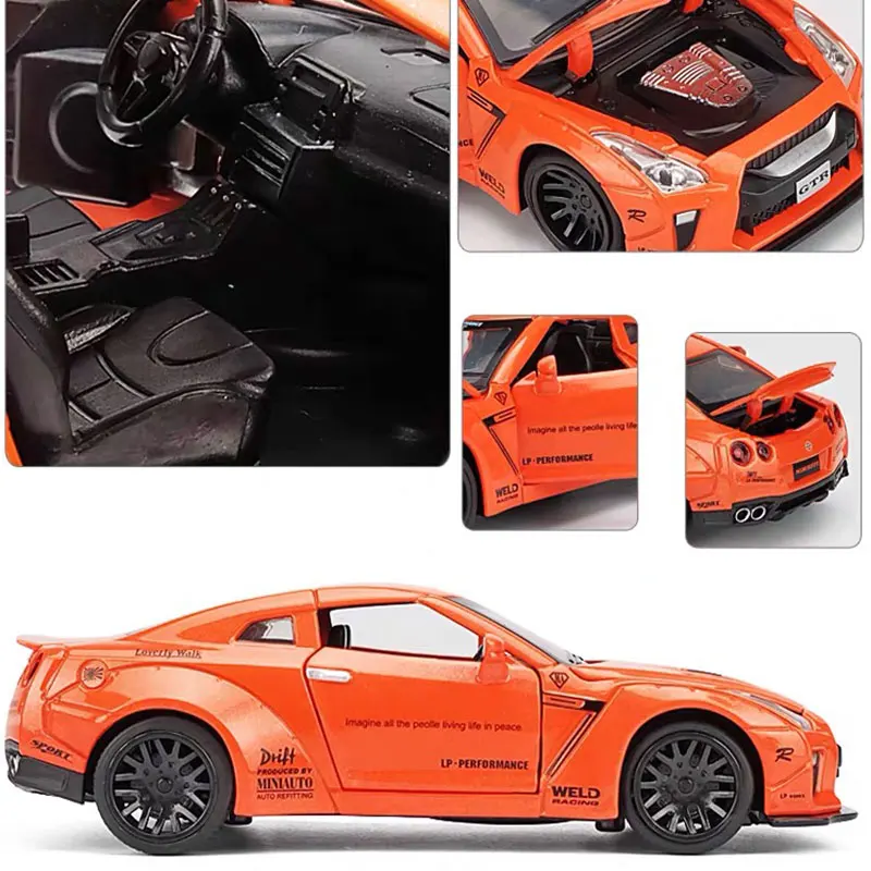 1/32 GTR Diecasts игрушечные модельные машинки игрушки для мальчиков и взрослых