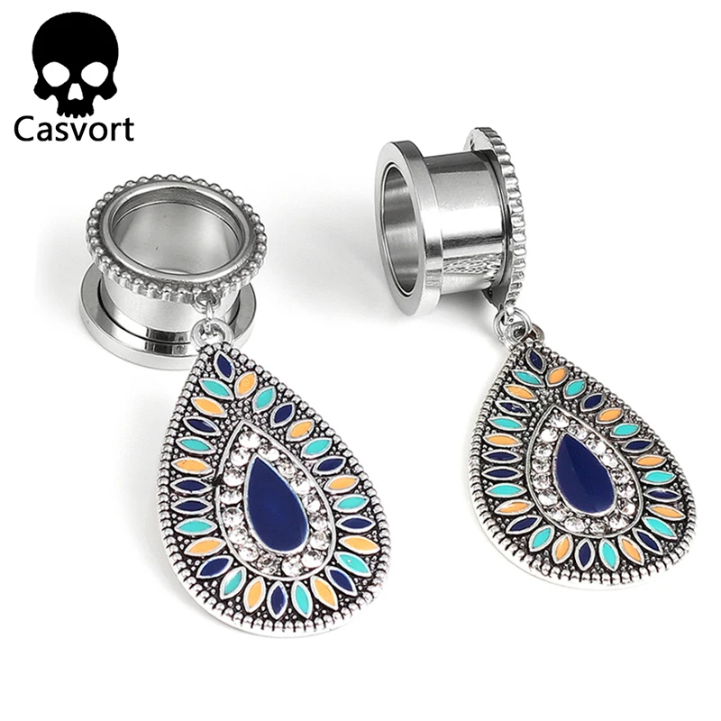 Casvort новые спиральные длинные в форме слезы затычки для ушей пирсинг ювелирные