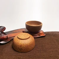 12pcs natural coconut bowl hand made seasoning bowl anti scalding steak gravy mustard soy sauce handicraft wood bowl