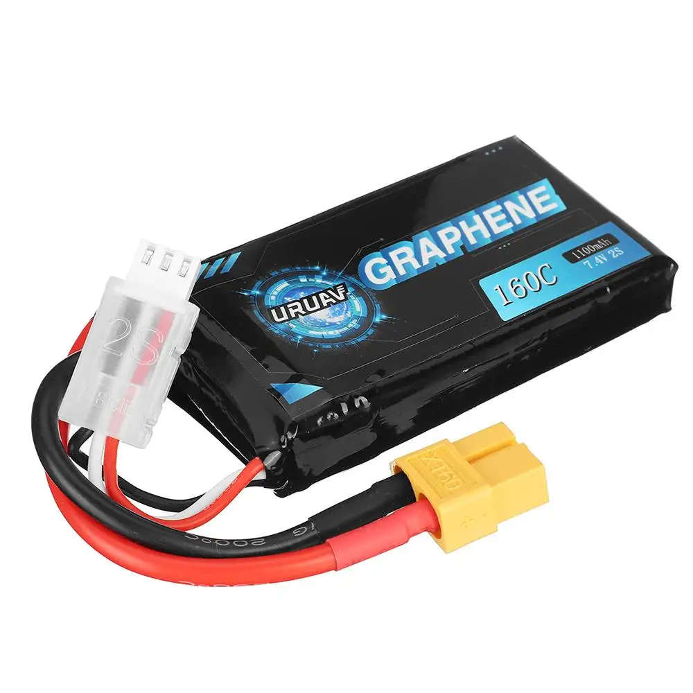 

URUAV GRAPHENE V2.0 7.4V 1100mAh 160C 2S LiPo Battery for RC Quadcopter FPV Racing Drone XT60 Plug Accessories Spare Part
