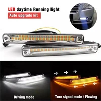 2pcs amber following led drl daytime running light with turning signal features 12v waterproof headlights for cars