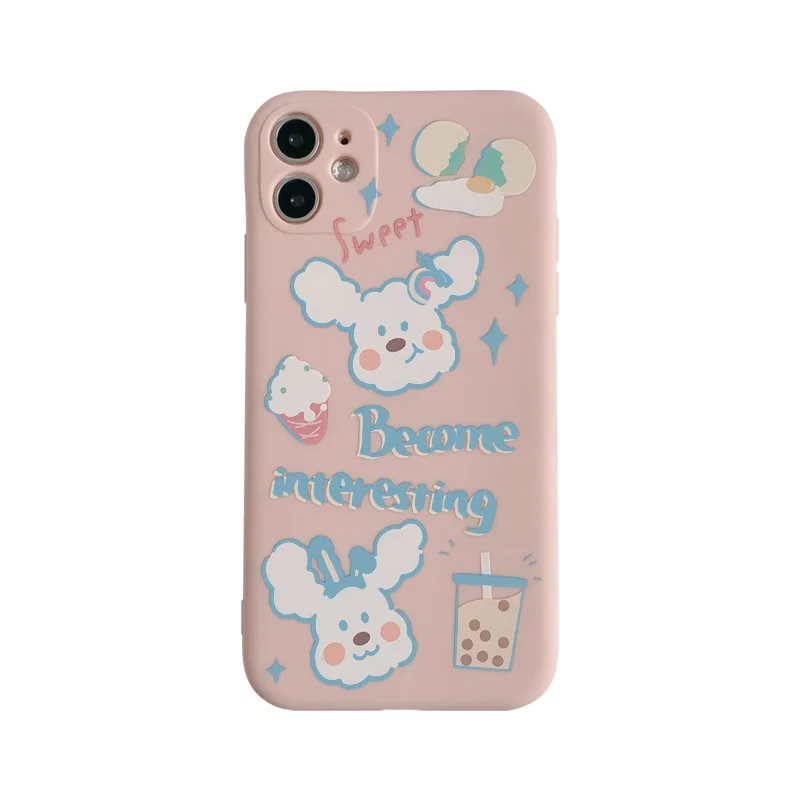 

Sakura powder milk tea dog phone case is suitable for iPhone11 12Pro Max mini XR XS XSMax8 7PluS anti-drop protective back cover