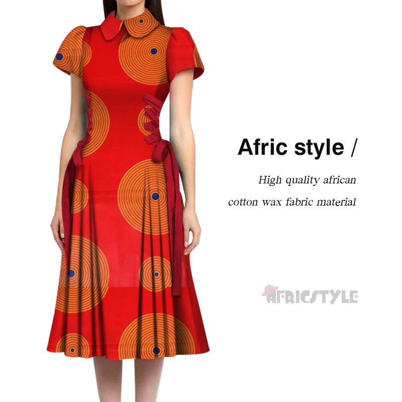 Женское платье с круглым вырезом длинное ТРАПЕЦИЕВИДНОЕ ПЛАТЬЕ Африканским