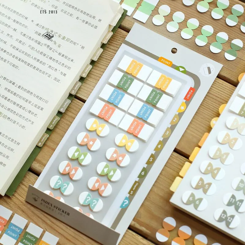 

Gradual Color 6pcs/lot 120 Sheets Classified Index Sticker Label Month Point Maker Papers Writeable Bookmark