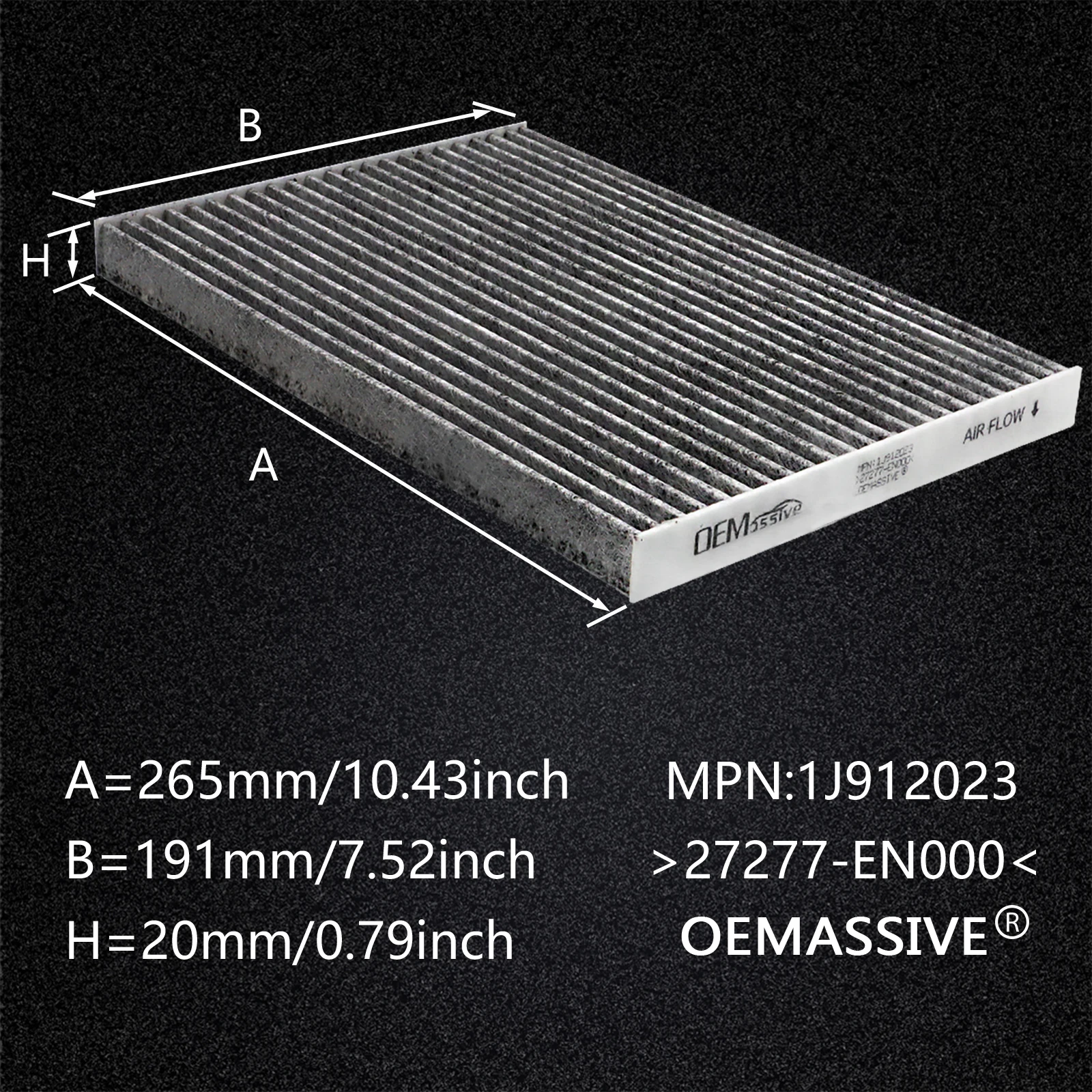Автомобиль Пыльца Кабина Кондиционер Фильтр из активированного угля 27277 EN000 для