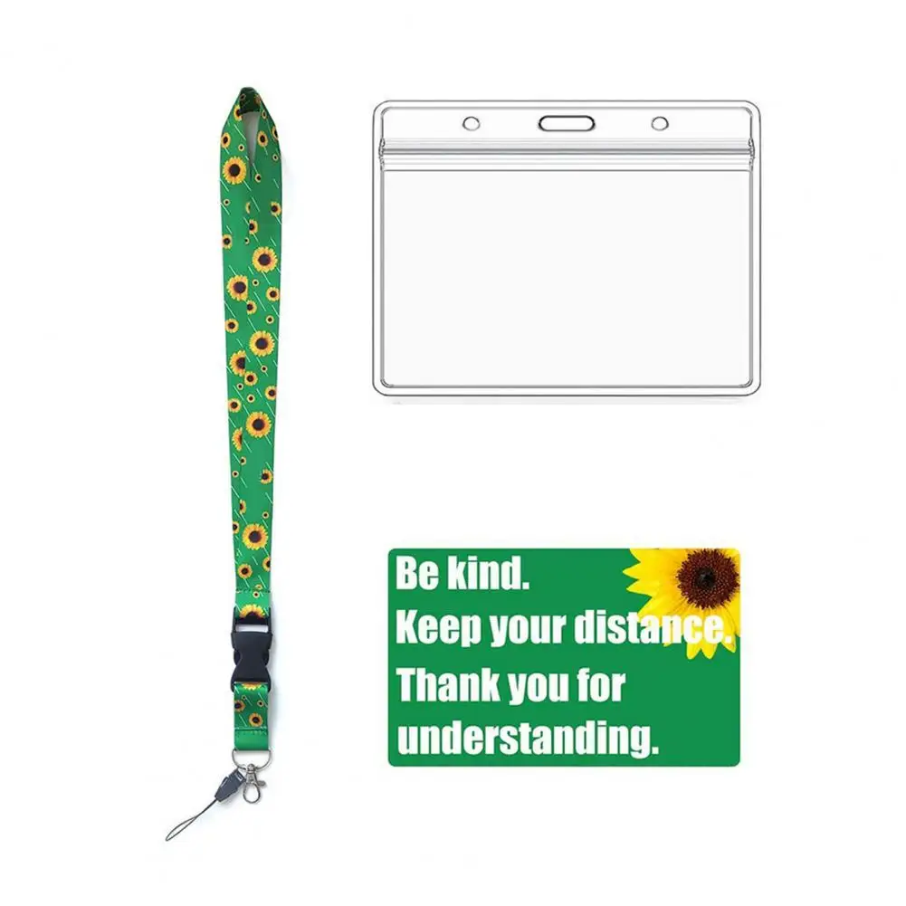 

Cute with Lanyard Sunflower Pattern Lanyard Card Sleeves for ID Card