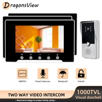 dragonsview intercom video door phone 7 inch 3 monitors with 1000tvl outdoor doorbell camera for home security system