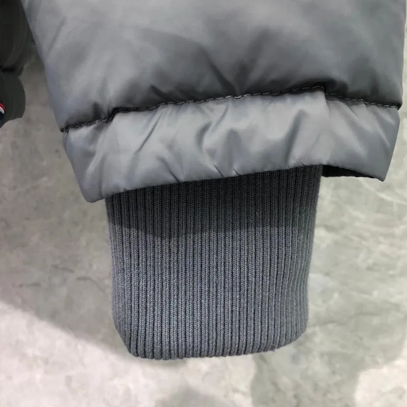 TB THOM Winter Men's Jacket Down Jacket Fashion Brand Gray Hoodies Coat Down-Filled Matte Nylon RWB Stripe Wholesale TB Jackets