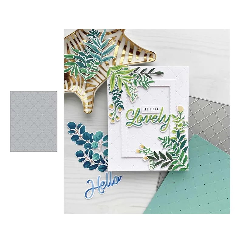 

2021 Intersecting Lines Rectangle Background Metal Cutting Dies Scrapbooking Craft Stencil Card Make Mould Sheet Decor Template