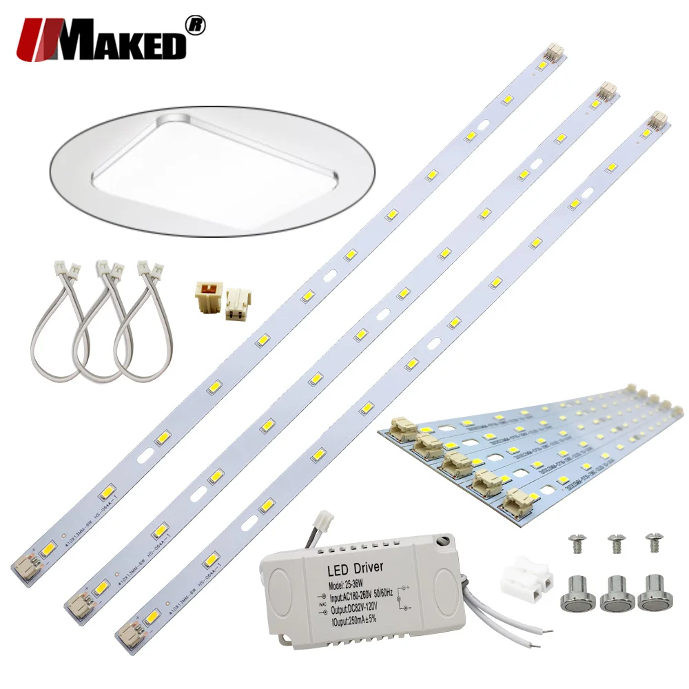 LED PCB Sets 12W 24W 36W LED Strips SMD5730 Aluminum Lamp Plate With Driver Ceiling Light Replace Kits Tube Lamp Retrofit DIY