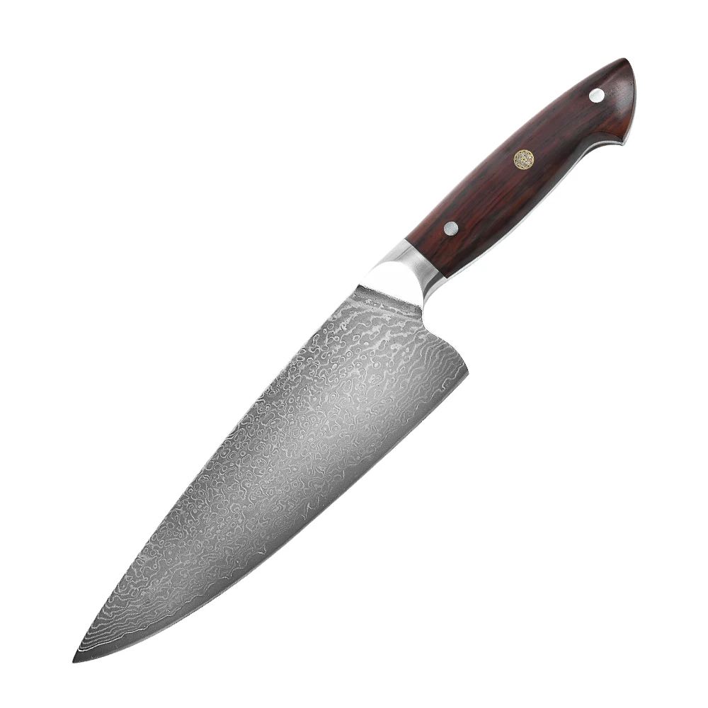 

DUANZAOSHI 8 Inch Chef's knife Japanese Damascus VG10 steel Kitchen knives Rosewood solid wood handle DIY handmade knife