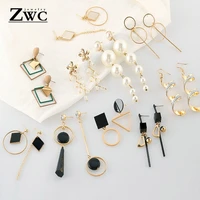 zwc fashion new womens acrylic drop earrings hot selling long metal dangling earrings gift for women party jewelry brincos