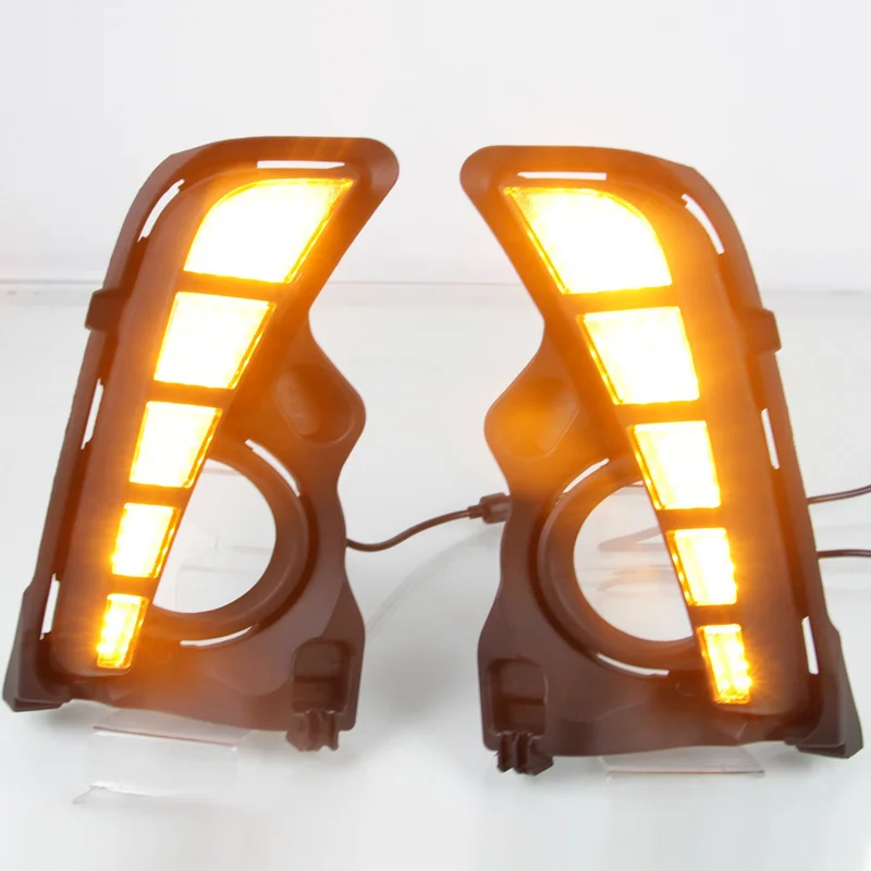 

For Toyota Highlander 2018 2019 2020 Yellow Turn Signal Style Relay Waterproof Car DRL 12V LED Daytime Running Light Day ligh