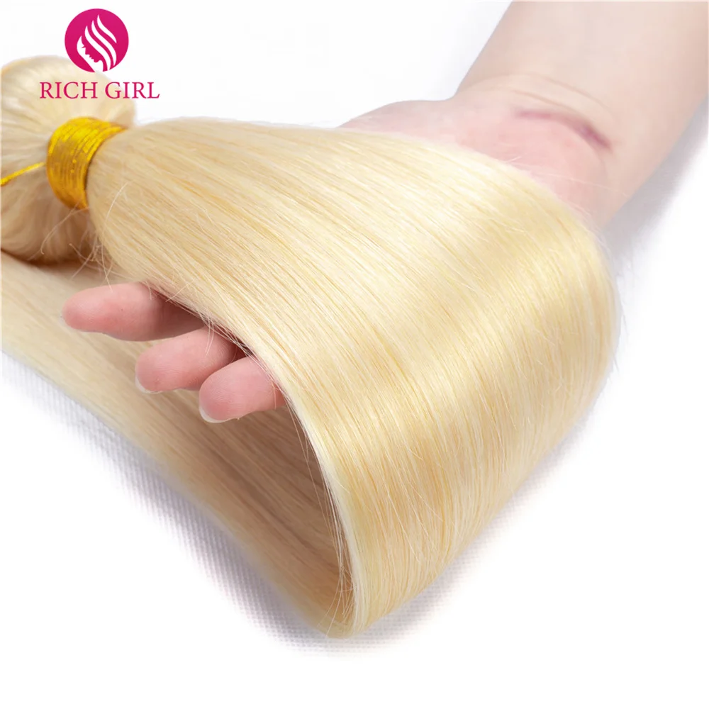 Richgirl 30 32 34 36 38 40 длинные дюйма 613 блонд 1/3/4 шт. пряди прямого плетения Remy человеческие волосы для наращивания от AliExpress WW