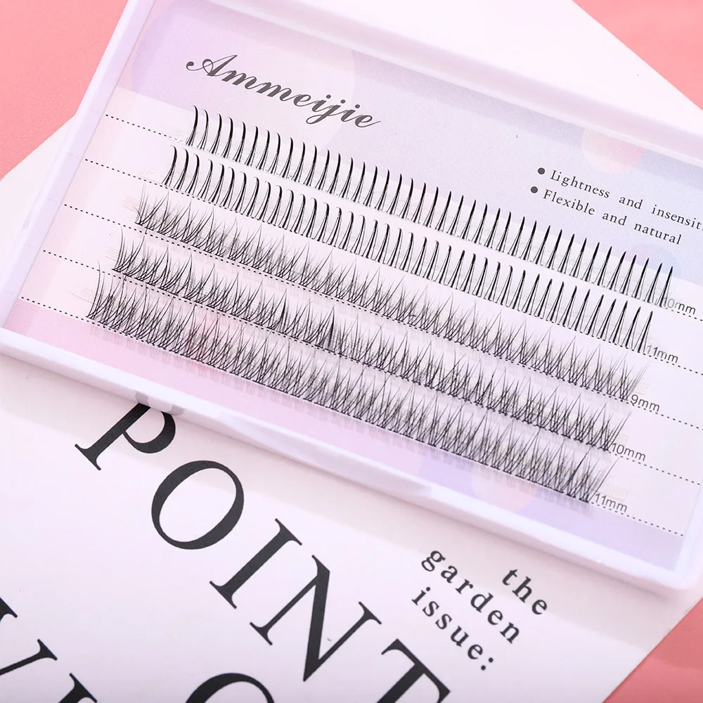 

Fishtail Type Mixed Length Natual Single Cluster Grafting Eyelashes Extensions Eyelashes Individual Eyelash Bunche 5 Rows