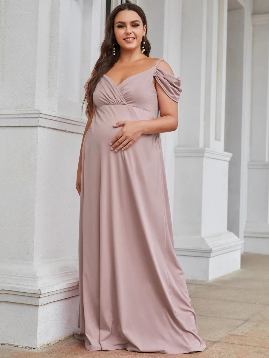 

Plus Size Sweetheart Evening Dress Neckline A Line V-Neck Chiffon Ever Pretty 2022 Elegant Maternity Dresses Vestidos De Gala